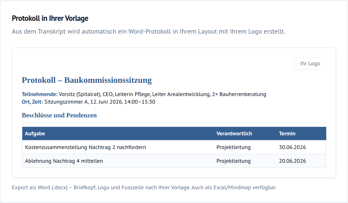 Bildschirmfoto: Entscheid & Vorlagen